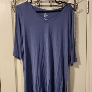 Felina Long Sleeve Blue V-Neck Top